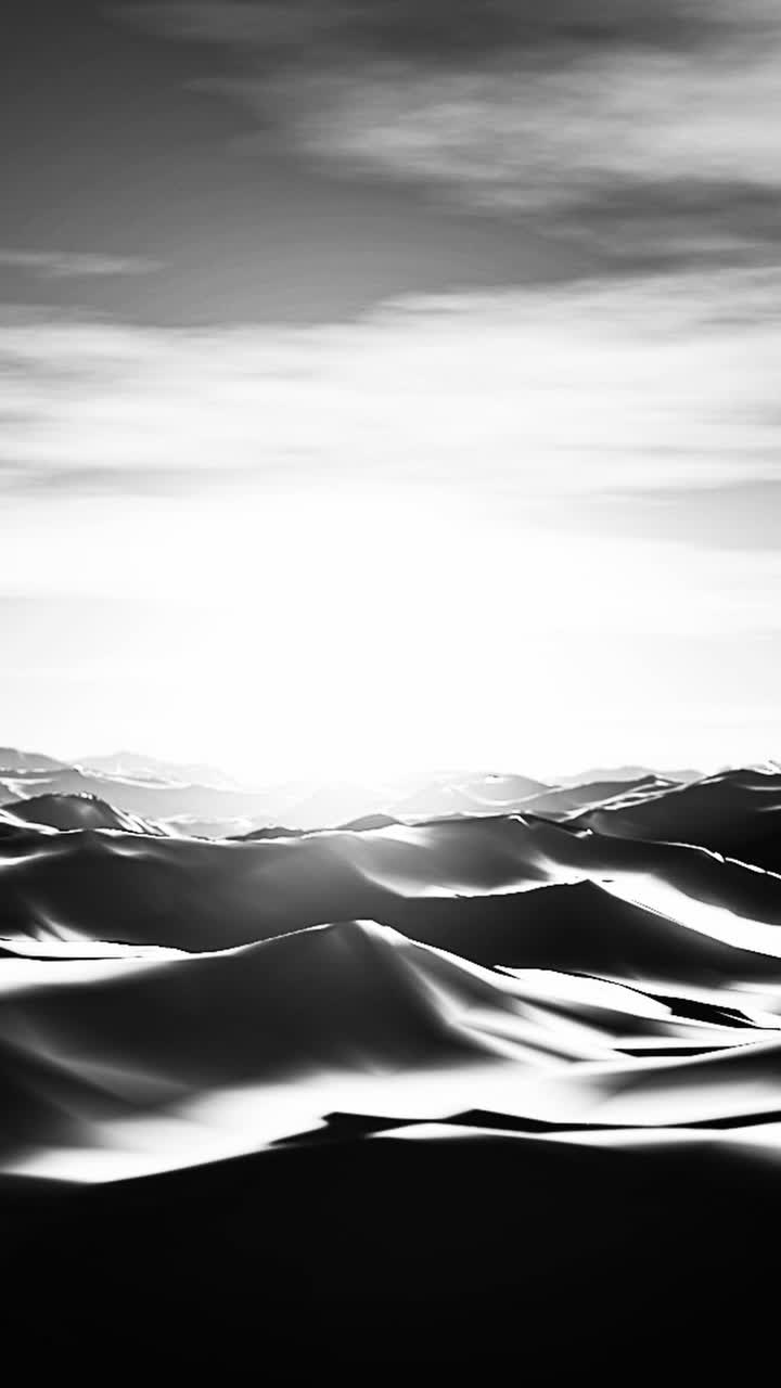 Stylized monochrome animation of liquid surface moving slowly, creating abstract and artistic background for vertical format