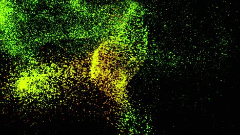 abstract green yellow and red particles motion blur