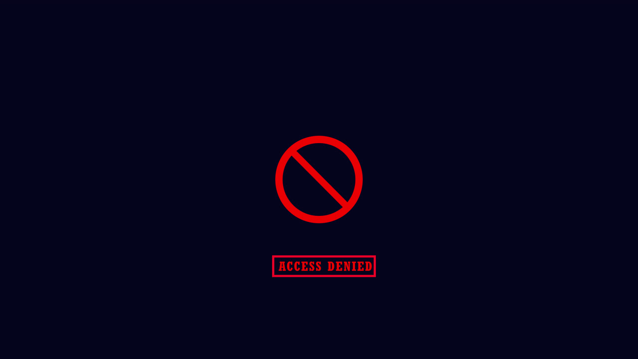 Red Access Denied Symbol and Text Animation