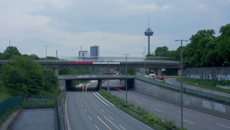 traffic flow and cologne skyline
