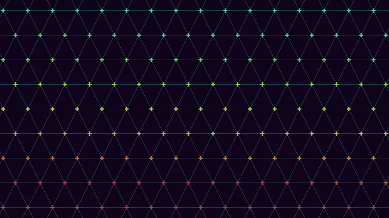 검은색 배경에 있는 색의 점들의 기하학적 디자인 그리드