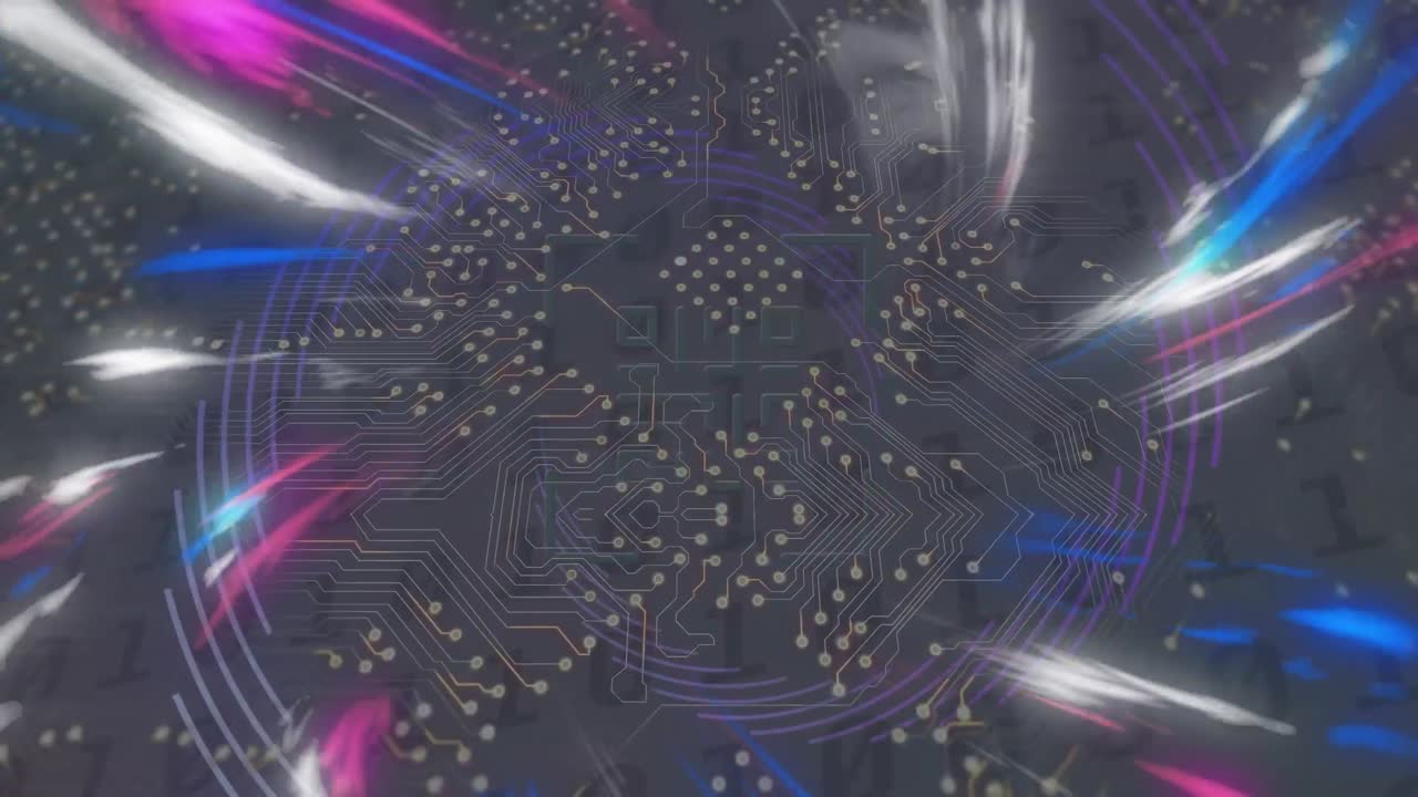 빛 트레일과 qr 코드에 대한 데이터 처리의 애니메이션