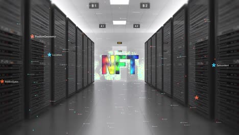 símbolo de tecnología de arte criptográfico en el centro de datos moderno.
