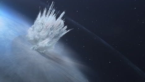 impacto de un asteroide en un planeta