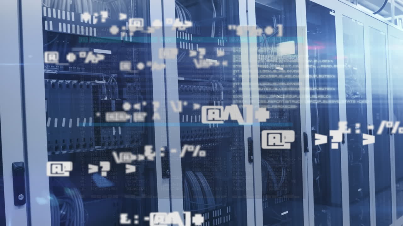 Animation of data processing over server room
