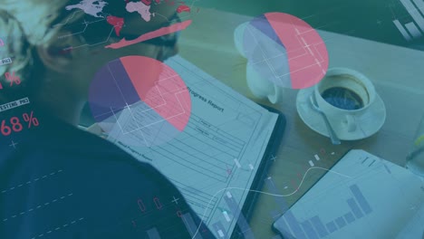 animación del procesamiento de datos financieros y el registro de estadísticas sobre las mujeres que trabajan en oficinas