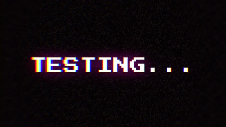 FX-Animation mit absichtlicher digitaler Artefakteinspeisung, die einen verrauschten, verwürfelten 8-Bit-Text entschlüsselt: Test