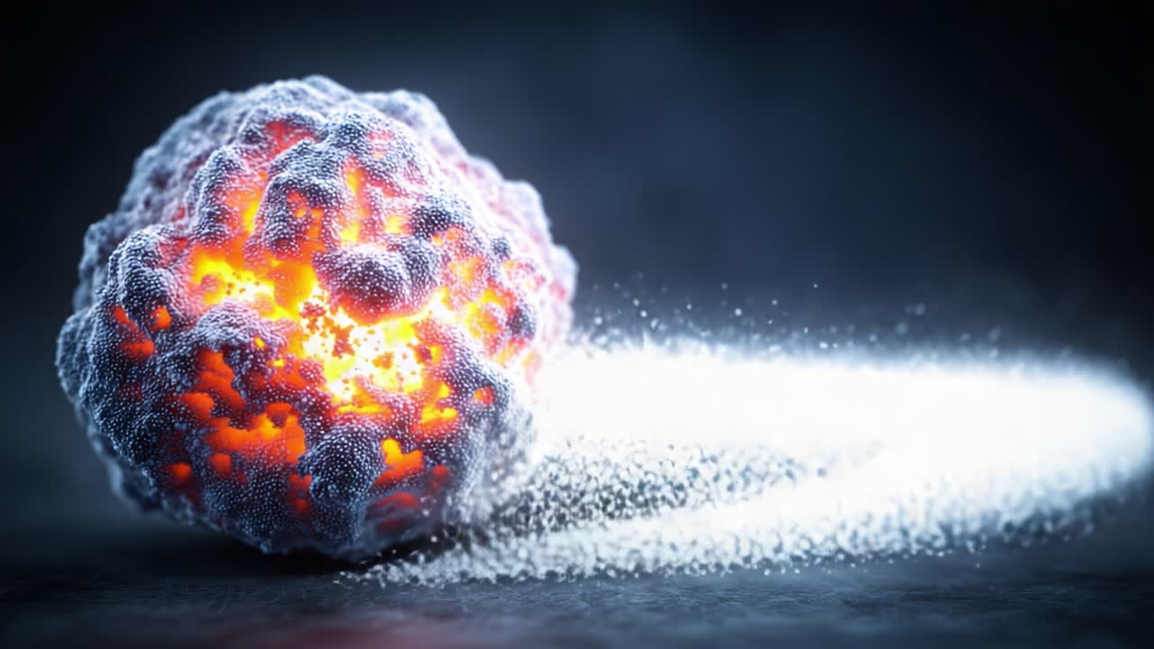 An Ultra-Detailed Visualization of a Microscopic Cellular Explosion Displaying Dynamic Energy Release and Transformation in a Luminous Context