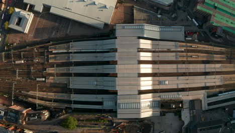 Top-down-aerial-slider-shot-over-Reading-train-station