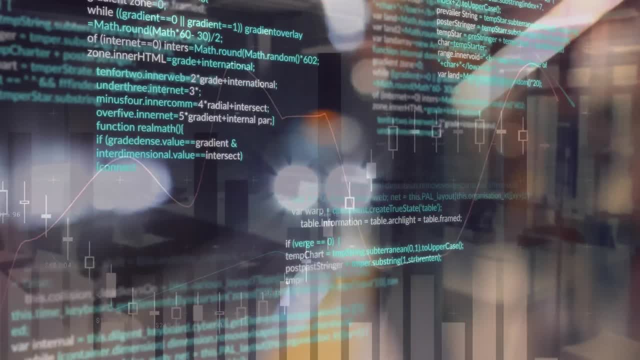 비어있는 사무실과 야간 도시 교통에 대한 통계 데이터 처리의 애니메이션