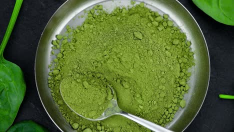 spinach powder on a rotating table (seamless loopable)