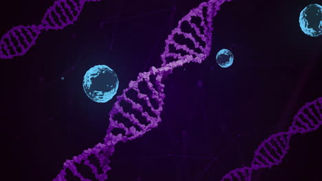 cadenas de adn y células, animación de investigación genética