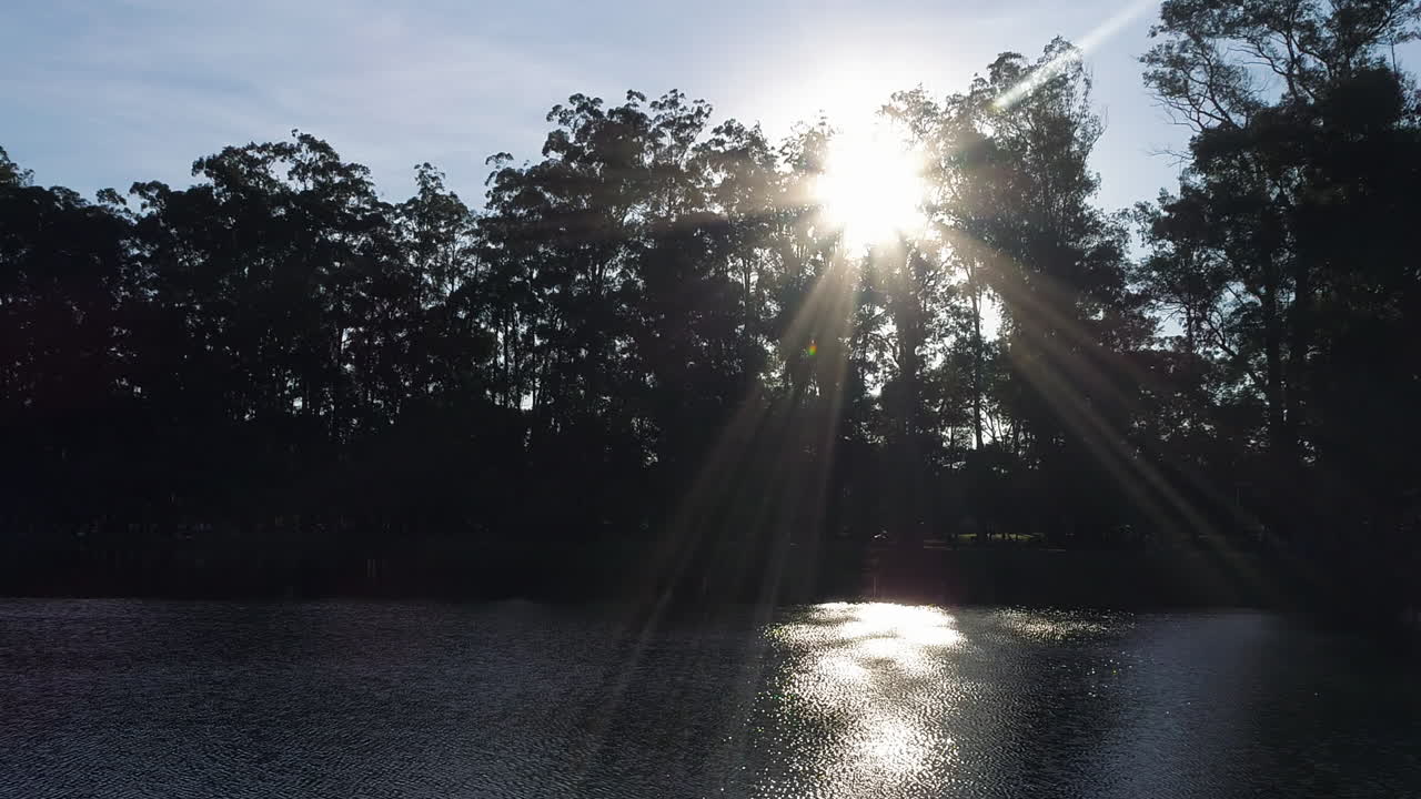 Aerial view to the lake in Ibirapuera park, Sao Paulo, Brazil