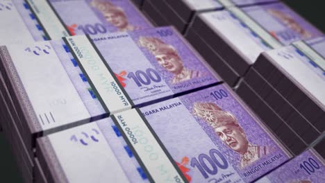 el dinero del ringgit de malasia el paquete de billetes crece en bucle