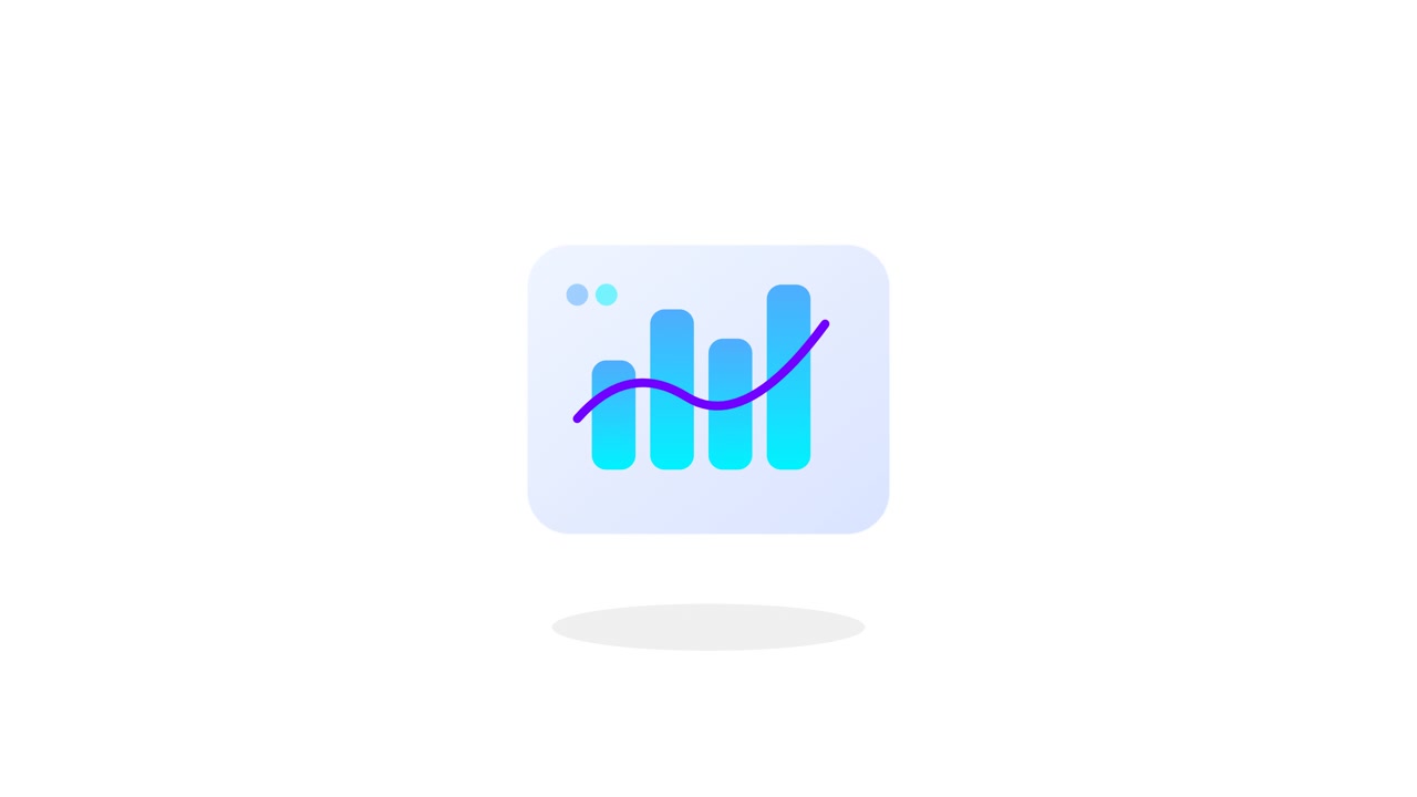 Grafico a barre animato con linea di tendenza in crescita sullo schermo