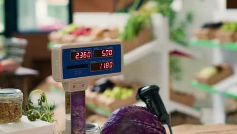 modern grocery store scale in empty shop