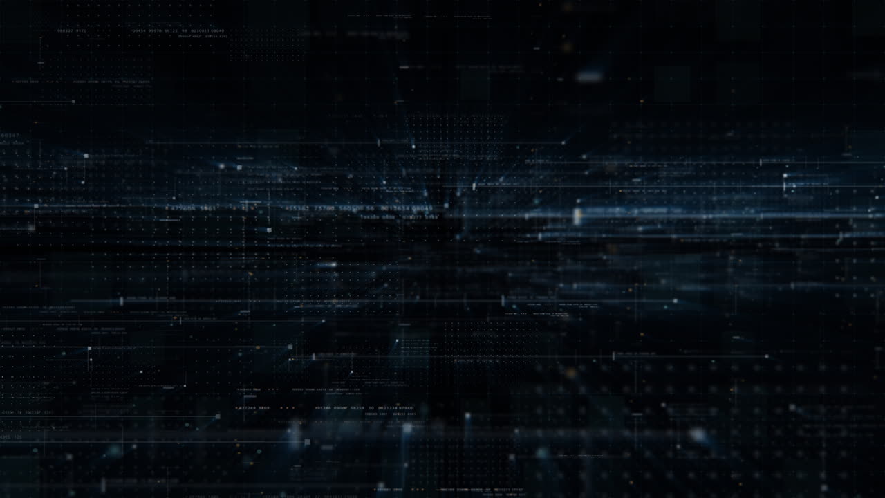 Futuristic simulation of 5G network concept, artificial intelligence quantum physic matrix particles deep learning performing analytic computational head up display loop background