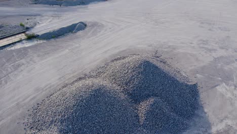 overview aerial pile of construction gravel next to office and scale house