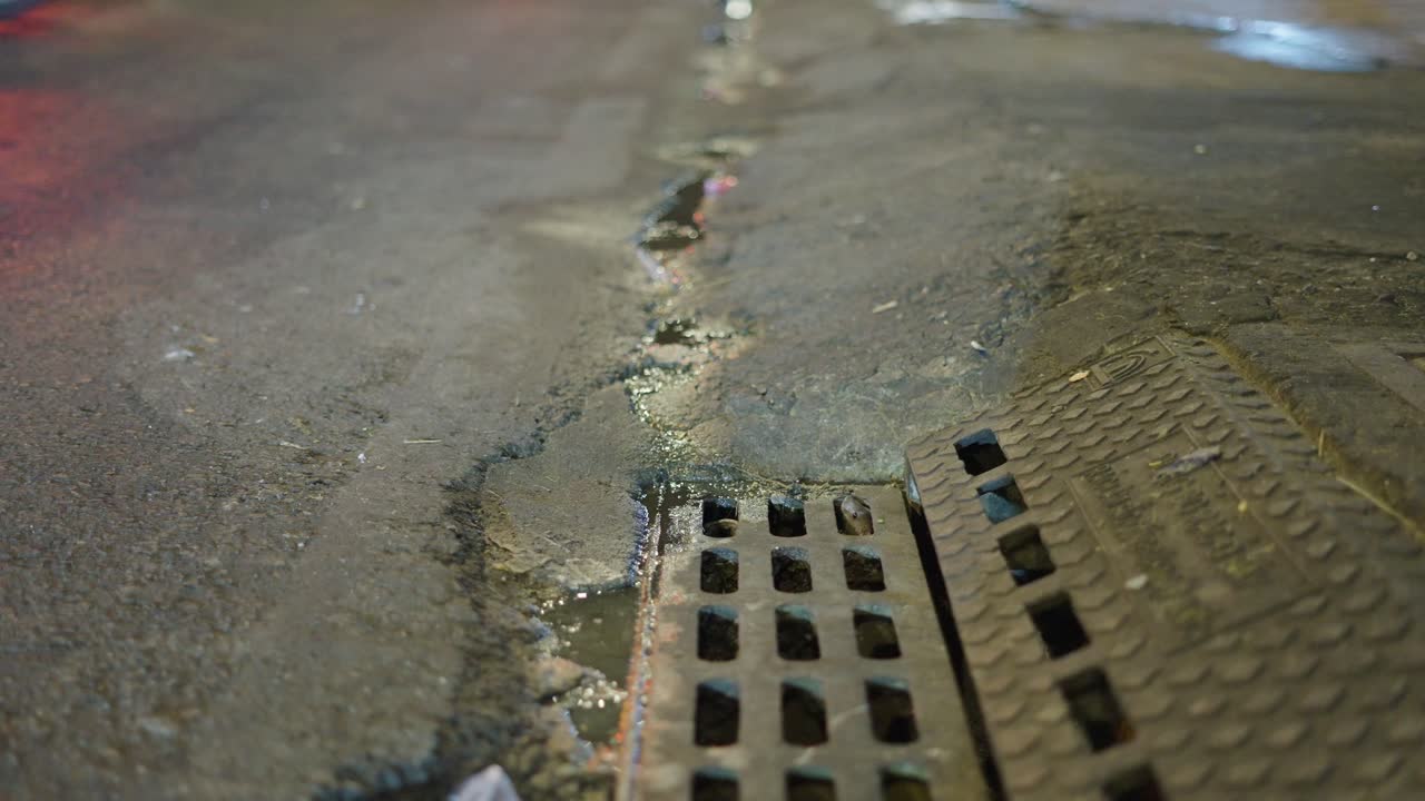 City Street Drain at Night