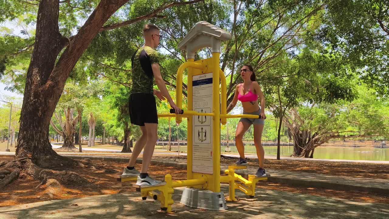Couple Exercising at Park