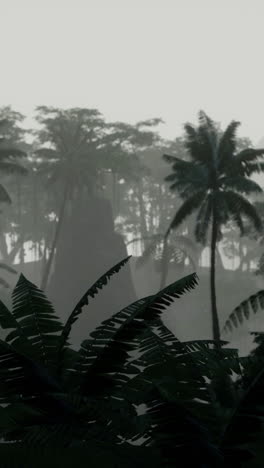 mysterious jungle with fog