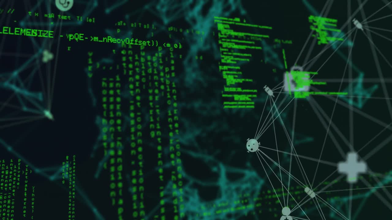 animación del globo con red de conexiones y procesamiento de datos