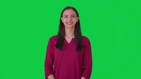 Happy-Indian-girl-looking-at-the-camera-Green-screen