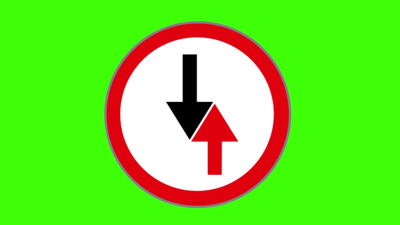 pantalla verde, icono de señales de tráfico, dar prioridad a los vehículos de enfrente