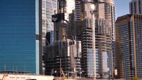 construction of skyscrapers in a modern city