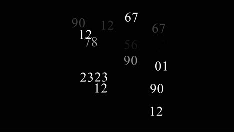 numbers moving on black background. computer vfx