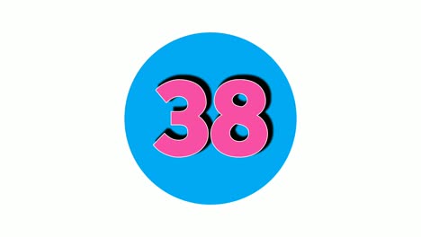 number 38 thirty eight sign symbol animation motion graphics on white background,4k cartoon video number for video elements