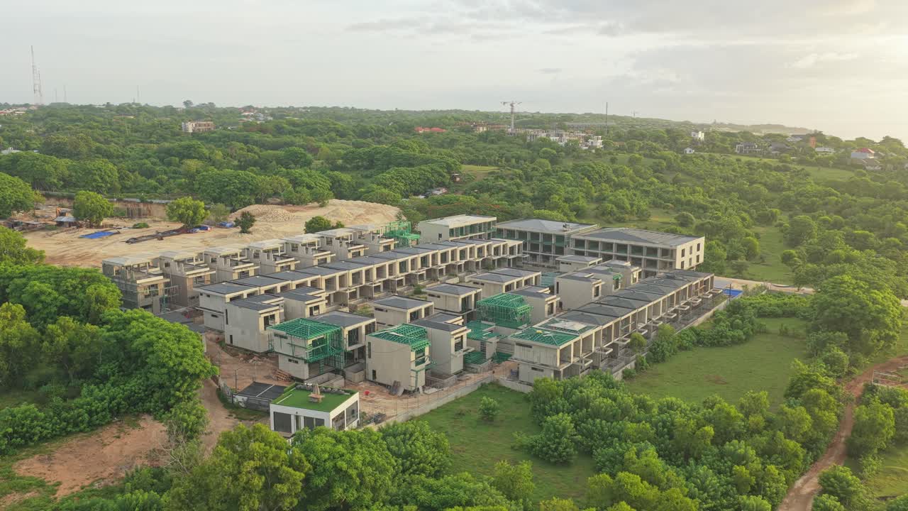 Aerial view of modern housing construction site in bali
