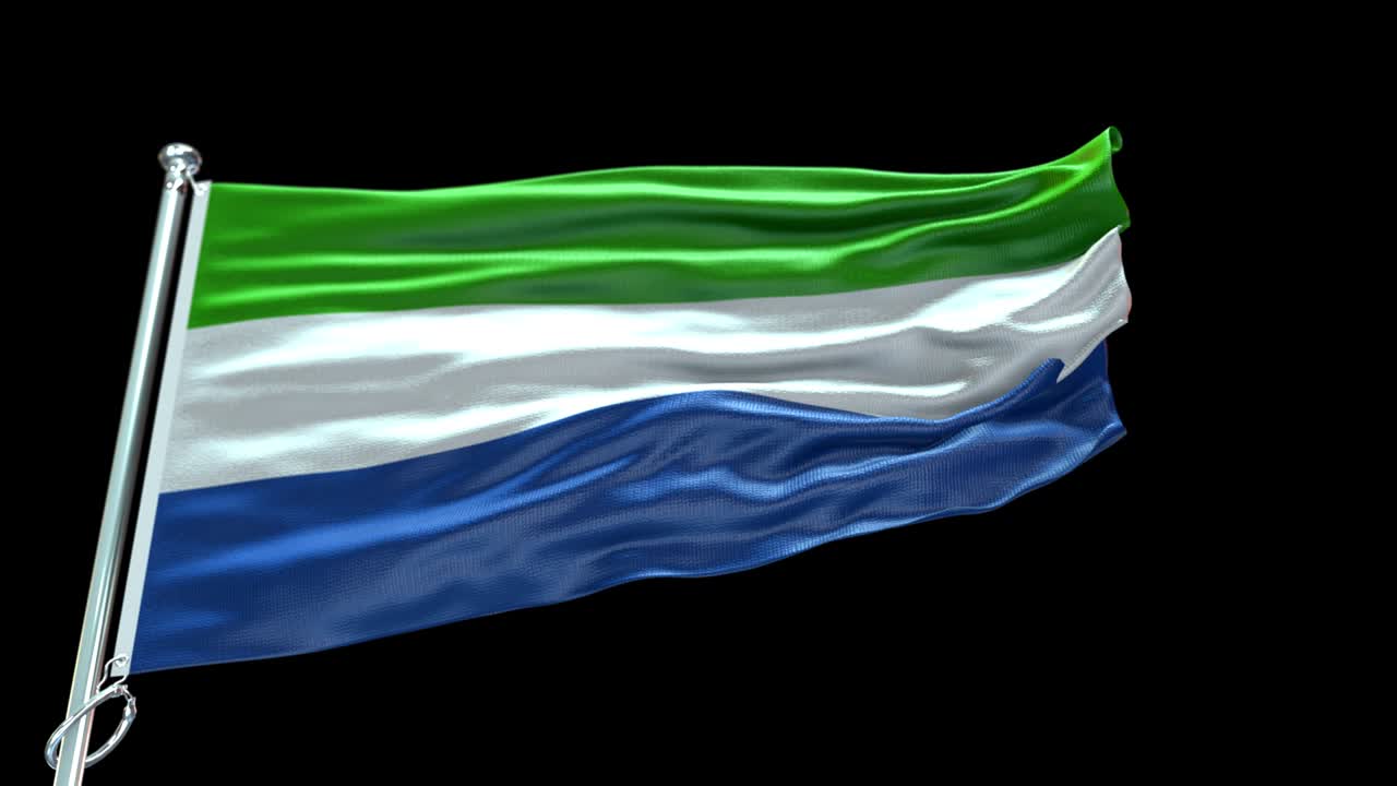 4k bandera muy detallada de sierra leone - bandera de siera leone alto detalle - bandera nacional siera leona patrón de ondas elementos en bucle