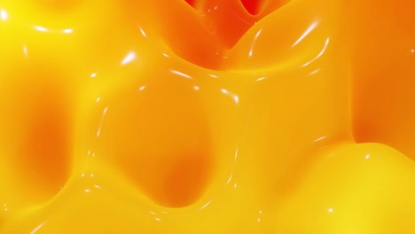 stylish abstract looped background, changing surface of soft translucent material like peach jelly. creative soft bright 3d bg with inner glow for festive events 4k. red orange yellow gradient.