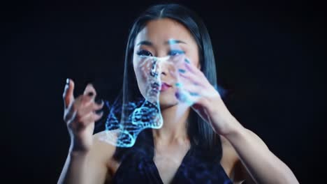 woman interacting with a digital interface