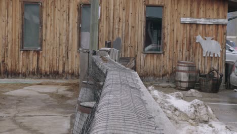 birds perched on fence in rustic farmyard