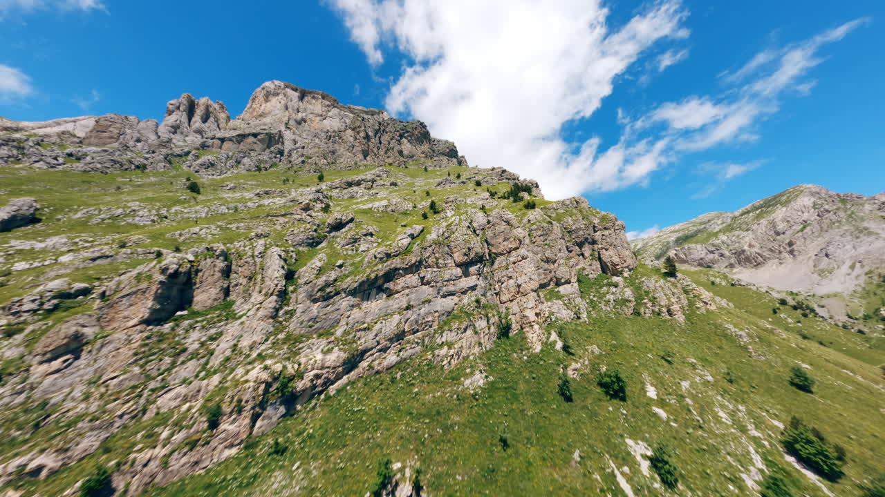 Peaceful mountain view at Monte Mongioie on a sunny day with blue skies
