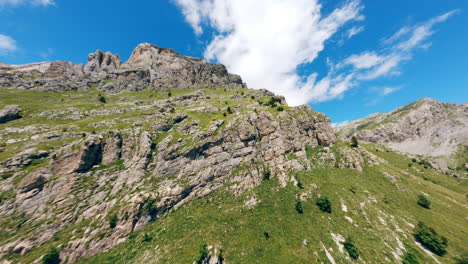 peaceful mountain view at monte mongioie on a sunny day with blue skies