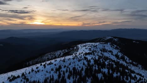 perfect sunset above apuseni mountains