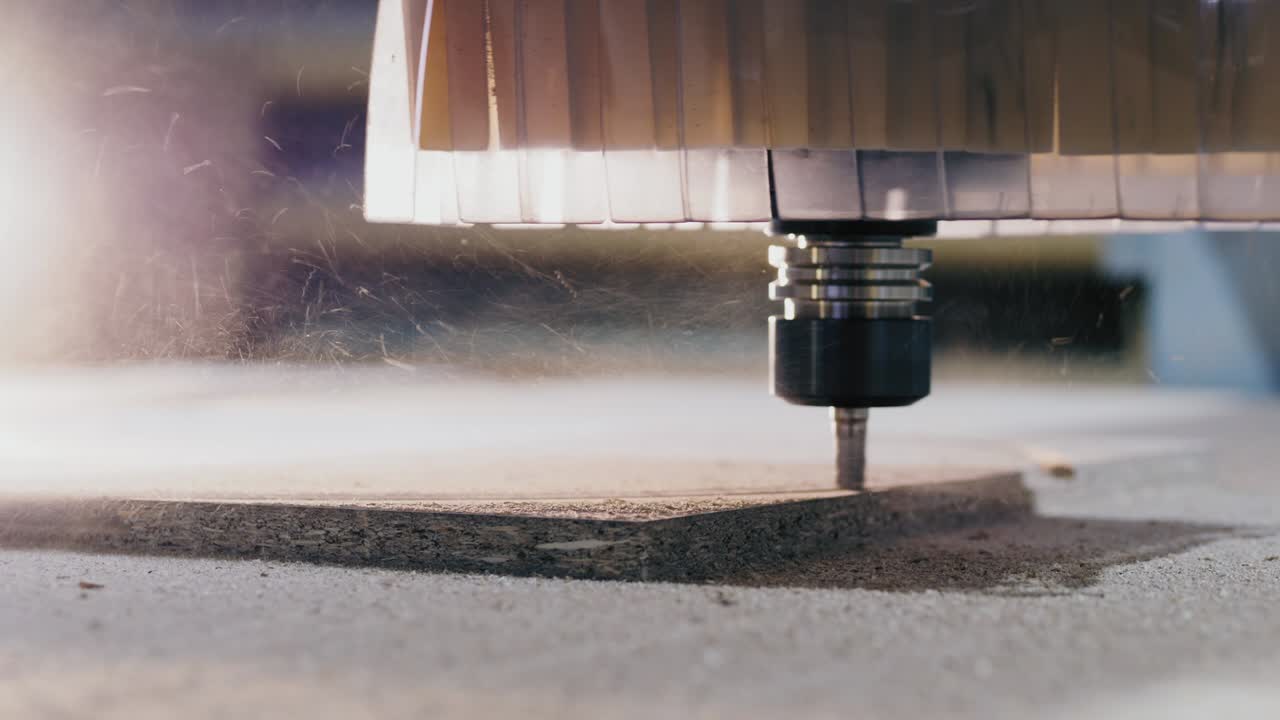 máquina de fresado que corta la pieza de madera