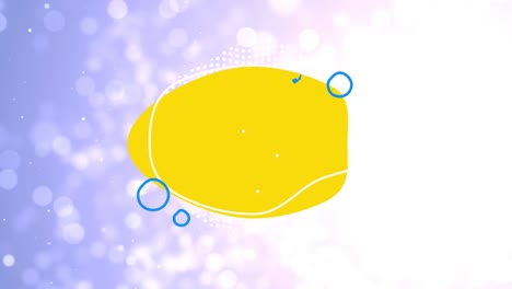 animation of yellow shape over violet and white background with dots