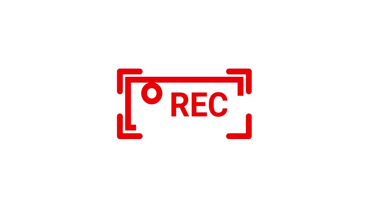 Animated Red REC Recording Icon Blinking on White Background