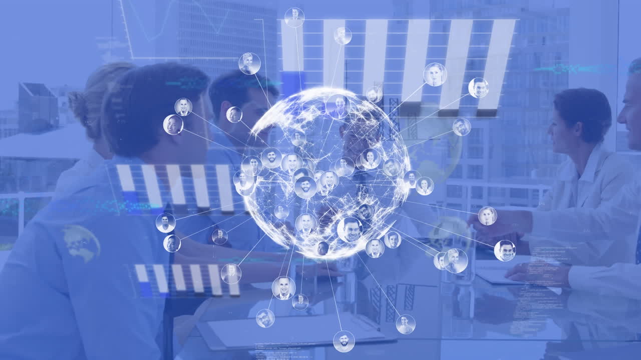 함께 일하는 기업인들에 대한 세계와 통계와의 연결 네트워크의 활성화