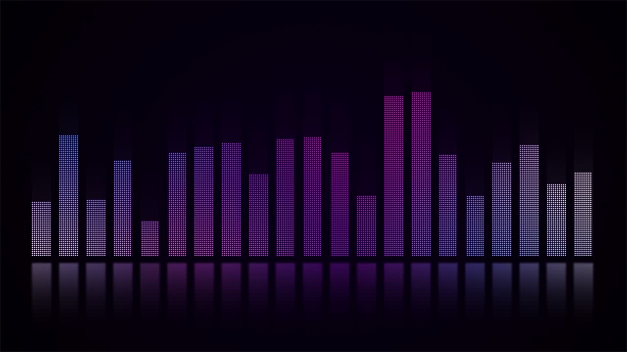 Audio waveform equalizer on black background loop animation. Music or sound levels. abstract motion live wallpaper