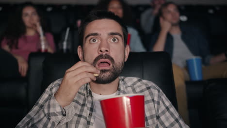 shocked man at the movies