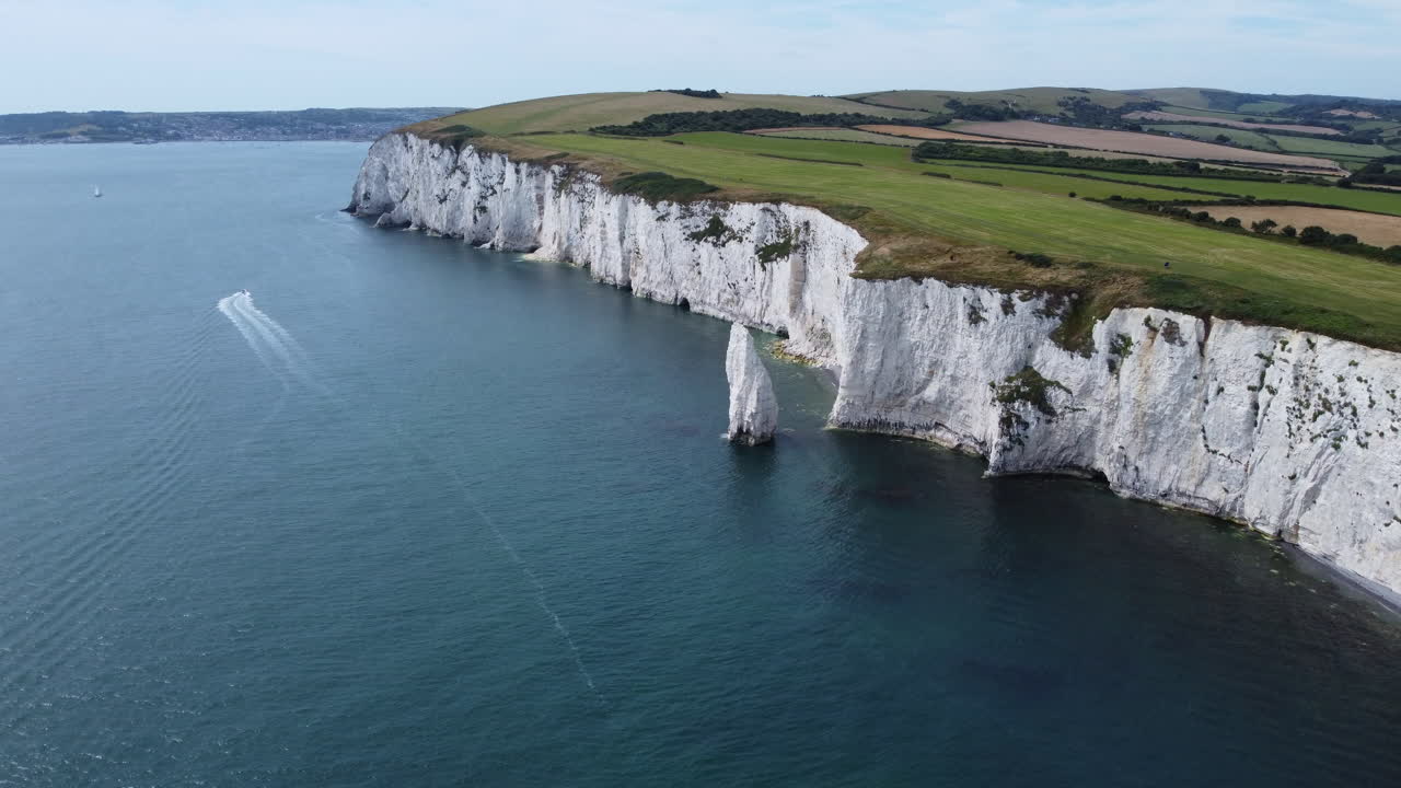 White Cliffs of the Southern English Jurassic Coast AERIAL DOLLY IN