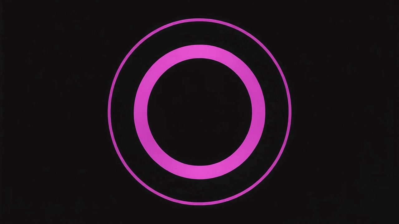 Cerchi concentrici rosa animati che si espandono su sfondo nero