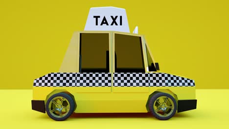 cartoon taxi driving. business transportation city concept 3d rendering