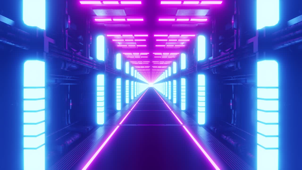 네온 빛나는 미래의 터널