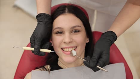 a cheerful patient happily enjoying a thorough dental checkup using modern tools, in a cozy and inviting environment